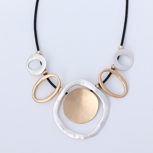 TongLing femmes or argent plaqué Vintage en alliage de Zinc collier perlé lien chaîne géométrique boucle plaquette tour de cou pour anniversaire - Product Image 5
