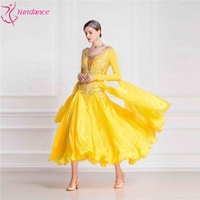 Robe de bal jaune de haute qualité pour adultes, robes de compétition, B-18416