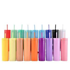 Hot Wholesale <b>Sales</b> 16Oz Colored Acrylic Reusable Cups With Lids and <b>Straws</b> Double Wall Matte Tumblers Wholesale Bulk - Product Image 1