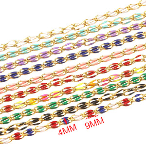 โซ่แบบโซ่กลมบิดเกลียวเคลือบทอง PVD ทำจากสแตนเลสสตีลพร้อมเคลือบเอนาเมลหลากสี |   ขายเป็นเมตรสำหรับทำสร้อยคอและกำไล DIY - Product Image 4