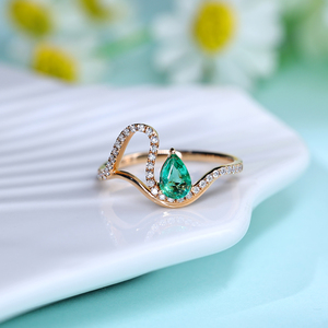 Anillo de Compromiso Clásico de Lujo en Oro Rosa Sólido de 18K con Perla de Agua Dulce en Forma de Pera con Corte Esmeralda, para Regalo de Aniversario de Bodas y Fiestas - Product Image 3