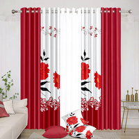 Offre Exceptionnelle Ensemble de 8 Rideaux à Oeillets Broderie Florale Rouge 8 en 1 Haut Rideaux Bordeau pour Salon