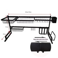 Étagère de rangement de cuisine réglable en acier inoxydable, égouttoir à vaisselle au-dessus de l'évier avec design moderne pour l'organisation des placards
