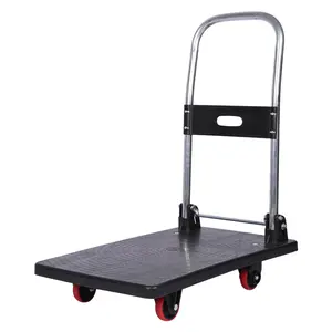 Wholesale Prices Hand Truck Foldable Trolley Heavy Duty Plastic Handcart Material Handling 3" TPR Wheel Easy Moving Platform H1
