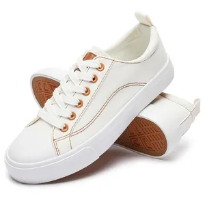 Großhandel Custom Classic Canvas Upper Sneakers Weiße Spitze Upper Sole Canvas Schuhe für Frauen