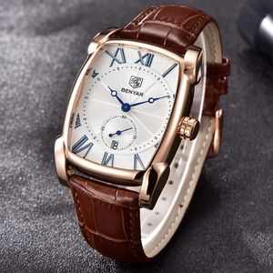 Reloj BENYAR 5114 5114M con Movimiento de Cuarzo Japonés, Reloj de Pulsera Cuadrado de Lujo para Hombre, Marca Original, Correa de Cuero Genuino Clásico - Product Image 2