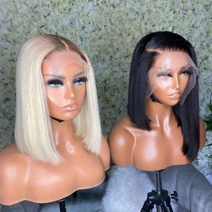 8-18inch thẳng ngắn Bob tóc giả ren phía trước tóc giả phía trước Bob tóc giả tóc con người Trinh Nữ Brazil tansplent HD ren 13x4 13x6 sóng - Product Image 2