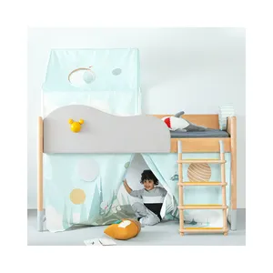 Litera de jardín de infantes loft House para niños, cama de madera doble de estilo nórdico para niños