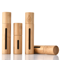 Flacons roulants en verre de bambou de 10ml pour huiles essentielles avec récipient à billes en acier inoxydable