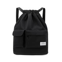 Sac à dos promotionnel en nylon polyester 210D imperméable avec cordon de serrage et poche, personnalisable avec logo