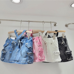 Jupe mi-longue en jean pour femme, taille haute, sans taille, à découpes, tendance - Product Image 2