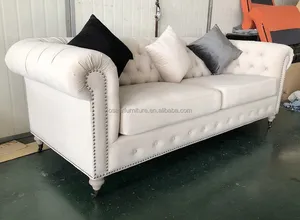 Lusso Design nordico classico soggiorno Chesterfield divano in velluto bianco Set mobili