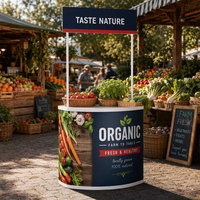 Comptoir d'exposition portable en PP personnalisable de haute qualité, 10 kg, tables de promotion publicitaire pour supermarchés et extérieur
