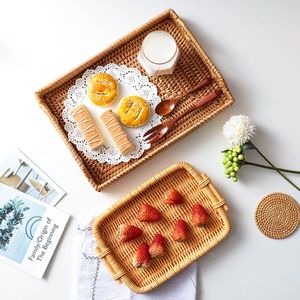 <span class=keywords><strong>Panier</strong></span> de rangement en rotin naturel, corbeille <span class=keywords><strong>rectangulaire</strong></span> pour les fruits tissés, 1 pièce - Product Image 3