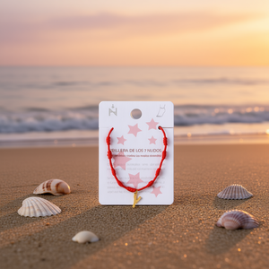 Cavigliera Angelina a Sette Nodi con Cordino Rosso e Ciondolo a Y Dorato, Gioiello di Moda per Donna, Idea Regalo - Product Image 2