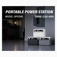Estación de Energía Portátil LiFePO4 de 230 Wh, 300 W CA, Carga de 50 W, 40 W Solares MPPT, Luz LED, USB DC, 3 kg, Mini, para Campamento, Emergencias al Aire Libre