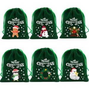 Pochette en velours vert doux de luxe pour bijoux, sacs en velours personnalisés avec cordon de serrage, sacs cadeaux anti-poussière, emballage cosmétique pour Noël - Product Image 2