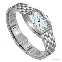 Montre à quartz pour femme, style MOP Tonneau, épaisseur du boîtier 9 mm, acier inoxydable, minimaliste, étanche