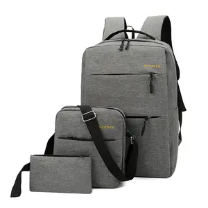 Bán Buôn Không Thấm Nước 3 Cái Tùy Chỉnh Hình Du Lịch Trường Kinh Doanh Máy Tính Xách Tay Ba Lô Bag Set Với Usb