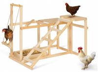 Perchoir à balançoire en bois massif respirant, échelle et bain de poussière pour poulets