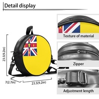 Sac à main circulaire en cuir PU avec décoration du drapeau national de Niue, sac à bandoulière à double usage avec sangle réglable pour femme, pour les déplacements, les voyages et l'école