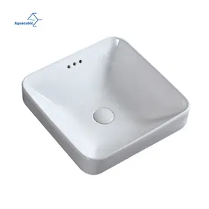 Factory Wholesale Modern Bathroom Sink Above Counter Semi Recessed Ceramic Cabinet Wash Basin