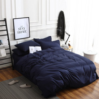 Parure de lit en coton tissé couleur unie 4 pièces : Housse de couette, drap plat, drap-housse, taie d'oreiller – Linge de lit nordique minimaliste en gros