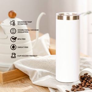 Laser Engrave 20oz 600ml DIY Gift Stainless Steel Skinny Straight Travel <b>Coffee</b> Mug Powder Coated Insulated Tumbler with Lid - Product Image 3