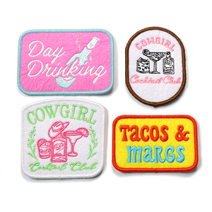 Venta al por mayor de parches bordados personalizados Western Tacos & Margs insignias Parche de hierro para decoraciones de ropa y sombreros - Product Image 2