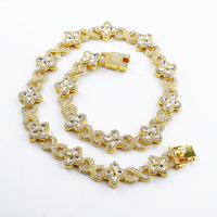 Pulsera Cubana de Trébol con Diamantes de Imitación de Lujo, Estilo Hip Hop, al Precio Más Bajo, para Hombres y Mujeres, Color Personalizado