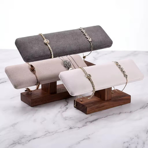 Bracelet Display Stand <b>Wood</b> Velvet Bracelet and <b>Watch</b> Display Shelves with Storage for Jewelry Stores - Product Image 1