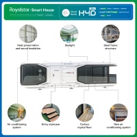 Maison préfabriquée de luxe Royalstar H40 Ultra en structure acier, maisons préfabriquées pour immeuble de bureaux, cuisine, salle de sport, ou complexe hôtelier de 40 pieds