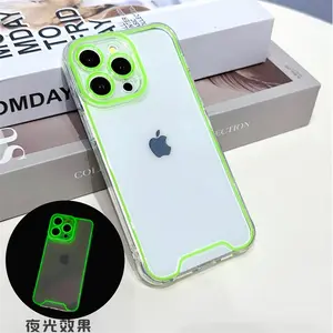 Luxury Night Light Luminous Clear Soft Case For iPhone 15 13 12 11 14 Pro Max Plus XS XR X Glowing Lens Protector Cover