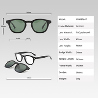 Ventes chaudes, lunettes de vue classiques faites à la main avec monture en acétate, clip magnétique, lunettes de soleil de protection pour l'extérieur, anti-lumière bleue