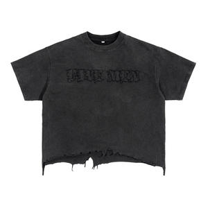 Camiseta Cuadrada Desgastada de 240 g/m², 100 % Algodón, Lavada al Ácido, Estilo Vintage, Hombros Caídos, Ropa Urbana, Camiseta Cuadrada Corta - Product Image 5