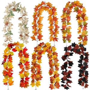 Vignes artificielles d'érable d'automne Zongwang, feuilles en soie de 10 cm à 30 cm pour décorations de Thanksgiving et d'Halloween - Product Image 1