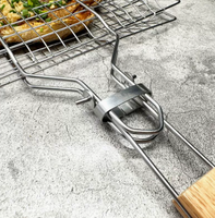Panier de cuisson pliable en acier inoxydable Penobon pour poisson, légumes, crevettes - Poignée amovible portable, brosse à badigeonner, sac de rangement