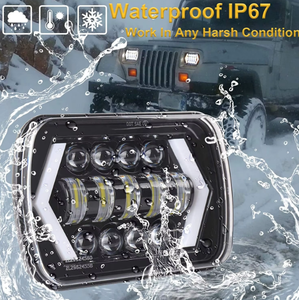 Faro Delantero LED Cuadrado TCYATO <span class=keywords><strong>de</strong></span> 45W con Ojos <span class=keywords><strong>de</strong></span> Ángel <span class=keywords><strong>de</strong></span> Flecha, Luz <span class=keywords><strong>de</strong></span> Circulación Diurna (DRL) y Señal <span class=keywords><strong>de</strong></span> Giro, <span class=keywords><strong>Faros</strong></span> LED <span class=keywords><strong>de</strong></span> Halo <span class=keywords><strong>de</strong></span> 5x7 Pulgadas - Product Image 2