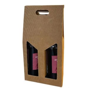 Boîte porte-bouteilles de vin, 2 bouteilles, emballage en carton, coffret cadeau, 19x9x39cm - Product Image 1