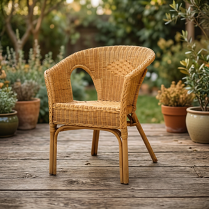 Fauteuil en rotin naturel fabriqué à la main Keleg chaise de loisirs tuftée pour la maison chambre appartement salle à manger hôtel Villa meubles - Product Image 2