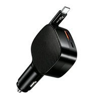 Chargeur de voiture USB-C multifonctionnel 3 en 1 85W avec câble USB-C rétractable QC 3.0 Super rapide