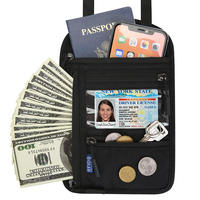 Porte-cartes multifonctionnel imperméable et tendance pour billets, cartes d'identité, passeports, avec fermeture éclair, à porter en bandoulière ou autour du cou