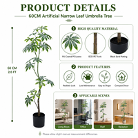 Arbre artificiel Schefflera hyper-réaliste en PE, plante en pot écologique, résistant aux UV, ignifuge, directement de l'usine, pour la maison et le bureau