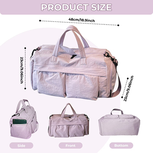 Sac de sport en toile lavande avec sangle réglable, grande capacité, sac de voyage unisexe, fermeture éclair, sac de sport décontracté - Product Image 4