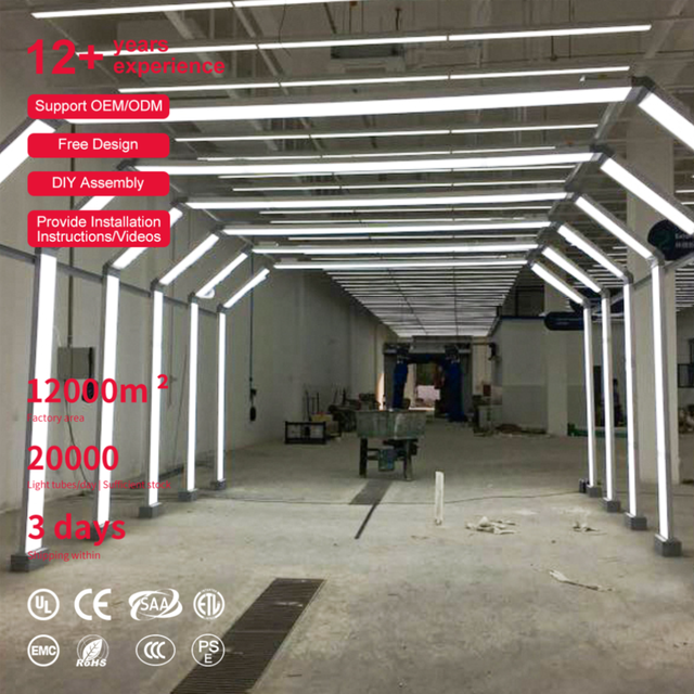 ZG/E1006 Seamless Connection Auto Inspection Detailing Garage Car Workshop LED Light Tunnel Working Light for Car Wash Workshop