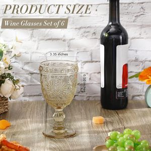 Calici Soffiati a Mano Gialli per Vino, Bicchieri Vintage Rosa con Rilievi Colorati da 10oz per Acqua <span class=keywords><strong>e</strong></span> Succo - Bestseller - Product Image 4