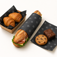 Feuilles de papier d'emballage alimentaire résistantes à l'huile avec impression personnalisée de la marque pour restaurants, cafés et camions de nourriture