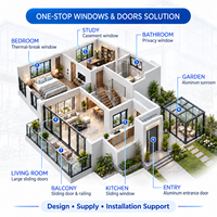 Fenêtre coulissante en verre sur mesure avec cadre en aluminium et double vitrage trempé pour appartements, balcons et patios