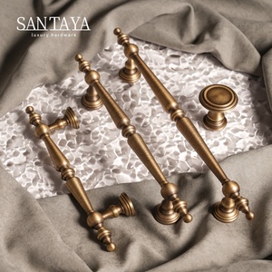 Kenop Lemari Pintu Laci Kuningan Antik Santaya, Gagang Kuningan Antik Mewah, Kenop Bulat Tembaga Antik - Product Image 2