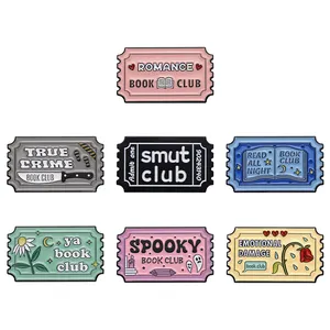 Stamp Bookmark Tickets Enamel Pins Backpack Clothes Collar Badge Brooches Cartoon Book Club Collection Lapel Pin Gift for Friend